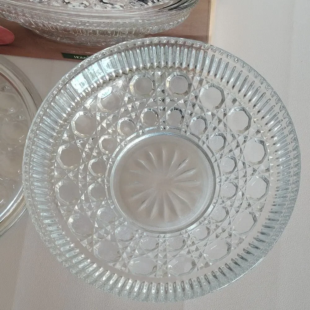 Indiana Glass Windsor Button Clear Glass Candy Dish Box Decorative Hometrends US